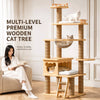 Solid Wood Multi-Level Cat Tree with Hideaways and Platforms