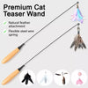 Interactive Cat Wand Toy with Replaceable Feather Heads