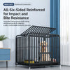 Metal Dog Crate with Removable Tray and Locking Casters