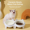 Double Ceramic Pet Bowls with Stand