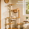 Solid Wood Cat Tree with Cat Houses and Multi-Level Platforms