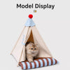Semi-Enclosed Cotton-Linen Pet Bed Tent for Cats and Small Dogs