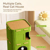 4-Tier Solid Wood Cat Tree with Enclosed Hideaway and Scratch Pad
