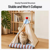 Semi-Enclosed Cotton-Linen Pet Bed Tent for Cats and Small Dogs