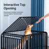 Metal Dog Crate with Removable Tray and Locking Casters