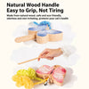 Wooden Cat Teaser Wand with Bell and Colorful Ribbons