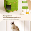 4-Tier Solid Wood Cat Tree with Enclosed Hideaway and Scratch Pad