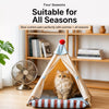 Semi-Enclosed Cotton-Linen Pet Bed Tent for Cats and Small Dogs