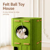 4-Tier Solid Wood Cat Tree with Enclosed Hideaway and Scratch Pad