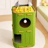 4-Tier Solid Wood Cat Tree with Enclosed Hideaway and Scratch Pad