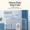 Metal Dog Crate with Removable Tray and Locking Casters
