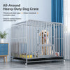 Metal Dog Crate with Removable Tray and Locking Casters