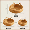 Woven Rattan Cat Bed for Cats and Small Dogs
