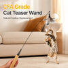 Interactive Cat Wand Toy with Replaceable Feather Heads