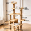 Solid Wood Multi-Level Cat Tree with Hideaways and Platforms