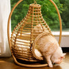 Handwoven Rattan Hanging Basket Pet Bed