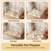 Indoor Metal Pet Playpen with Door and Roof for Cats & Small Dogs
