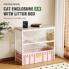 Enclosed Cat Litter Box Cabinet with Upper Storage Shelf