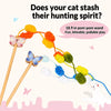 Wooden Cat Teaser Wand with Bell and Colorful Ribbons