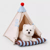 Semi-Enclosed Cotton-Linen Pet Bed Tent for Cats and Small Dogs