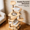 Solid Wood Multi-Level Cat Tree with Hideaways and Platforms