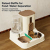 Pet Food and Water Bowl with Separate Compartments and Measured Feeding