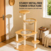 Solid Wood Cat Tree with Cat Houses and Multi-Level Platforms