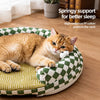 Round Woven Cat Bed with Removable Washable Mat