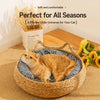 Woven Rattan Cat Bed for Cats and Small Dogs
