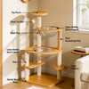 Solid Wood Cat Tree with Cat Houses and Multi-Level Platforms