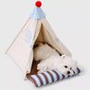 Semi-Enclosed Cotton-Linen Pet Bed Tent for Cats and Small Dogs