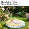 Striped Tatami-Style Pet Bed Mat with Pillow for Cats & Dogs