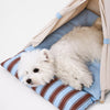 Semi-Enclosed Cotton-Linen Pet Bed Tent for Cats and Small Dogs