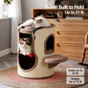 Multi-Level Sisal Barrel Cat Tree with Enclosed Cat Houses