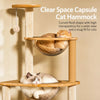 Solid Wood Cat Tree with Cat Houses and Multi-Level Platforms