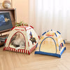 Foldable Semi-Enclosed Pet Tent Bed for Cats and Small Dogs