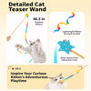 Wooden Cat Teaser Wand with Bell and Colorful Ribbons