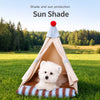 Semi-Enclosed Cotton-Linen Pet Bed Tent for Cats and Small Dogs