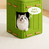 4-Tier Solid Wood Cat Tree with Enclosed Hideaway and Scratch Pad