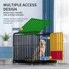 Metal Dog Crate with Removable Tray and Locking Casters