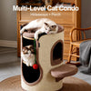 Multi-Level Sisal Barrel Cat Tree with Enclosed Cat Houses