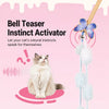 Wooden Cat Teaser Wand with Bell and Colorful Ribbons