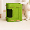 4-Tier Solid Wood Cat Tree with Enclosed Hideaway and Scratch Pad