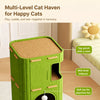 Multi-Level Cat Tree with Enclosed Houses & Scratching Boards
