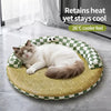 Round Woven Cat Bed with Removable Washable Mat