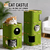 Multi-Level Cat Tree with Enclosed Houses & Scratching Boards
