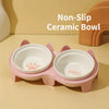 Double Ceramic Pet Bowls with Stand