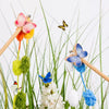 Wooden Cat Teaser Wand with Bell and Colorful Ribbons