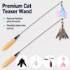 Interactive Cat Wand Toy with Replaceable Feather Heads
