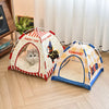 Foldable Semi-Enclosed Pet Tent Bed for Cats and Small Dogs
